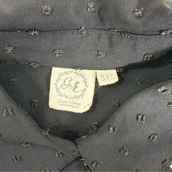 G&E Grace & Emma Women's Western Shirt LS Black Fringe Swiss Dot Embroidered 3X - Picture 5 of 10